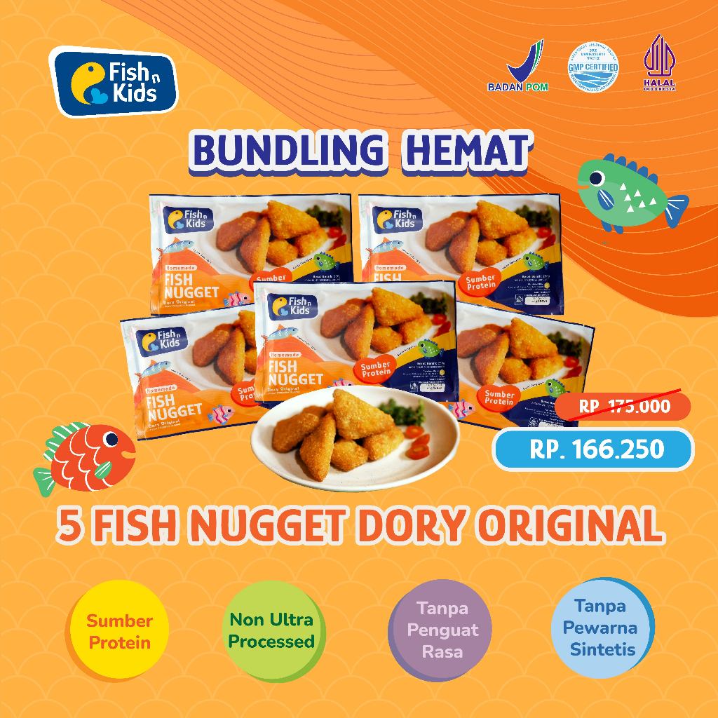 

Fish n Kids Bundling 5 Nugget Homemade MPASI Ikan Dori 250 gram