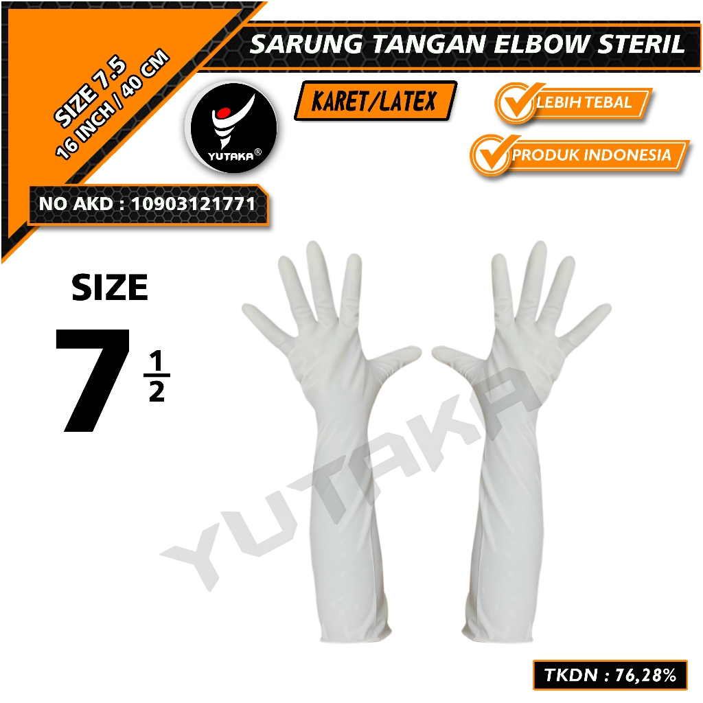 SARUNG TANGAN OBGYN 40 CM steril Size 7,5 - SARUNG TANGAN MEDIS MURAH