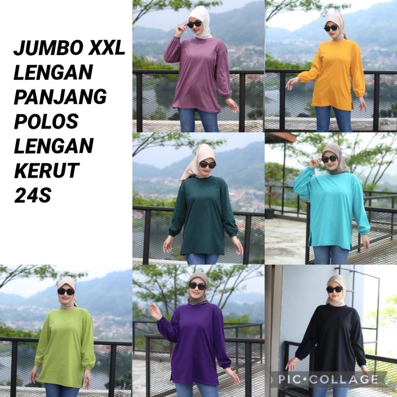 KAOS LENGAN PANJANG POLOS JUMBO WANITA/ KAOS LENGAN PANJANG WANITA/ KAOS POLOS WANITA