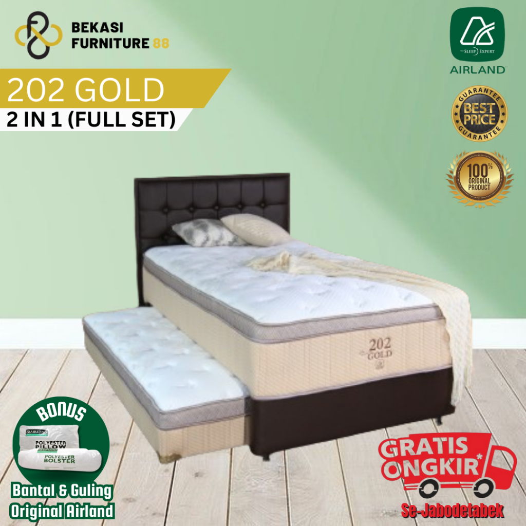 FULL SET Kasur 2IN1 AIRLAND 2024 Springbed 202 Gold 2in1 set