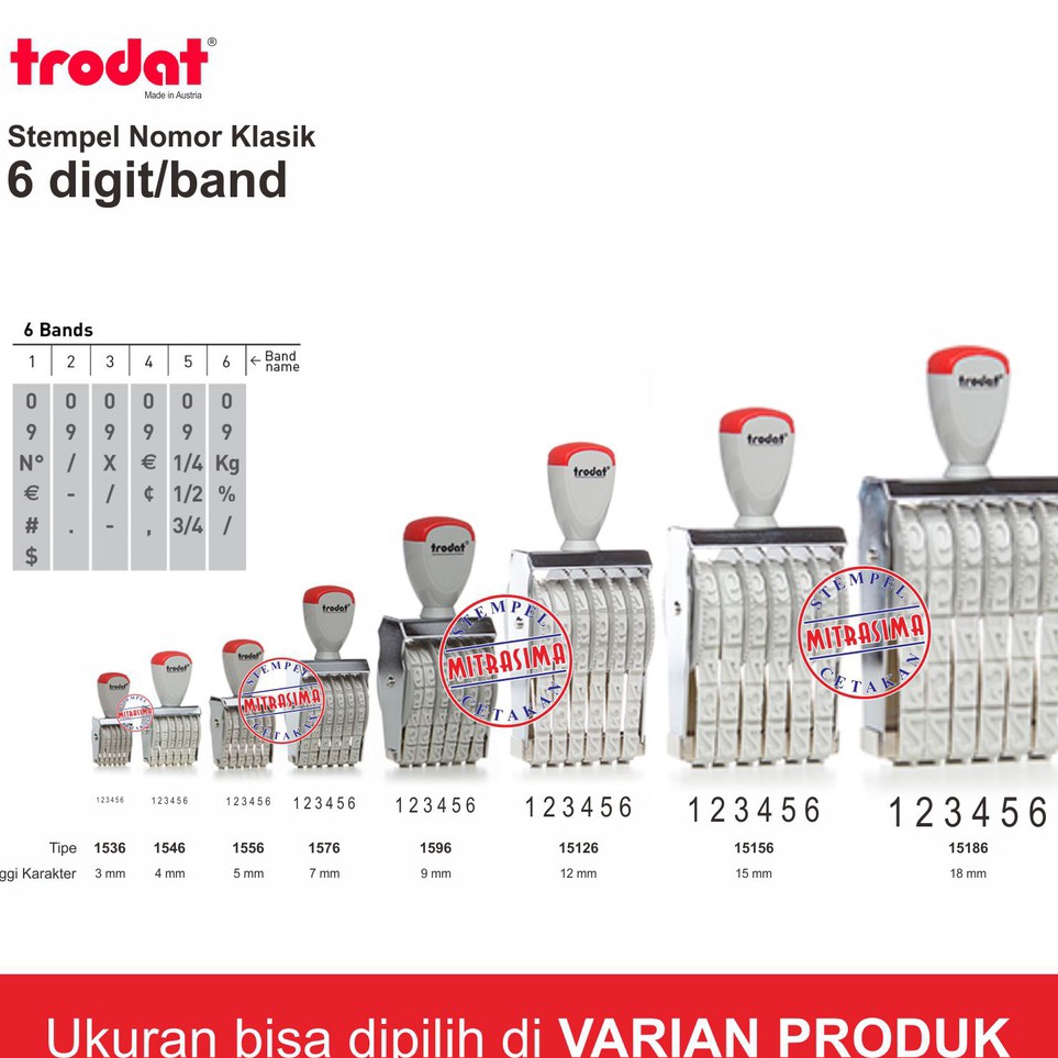 

KODE J85W Stempel klasik nomor merk Trodat 6 digit