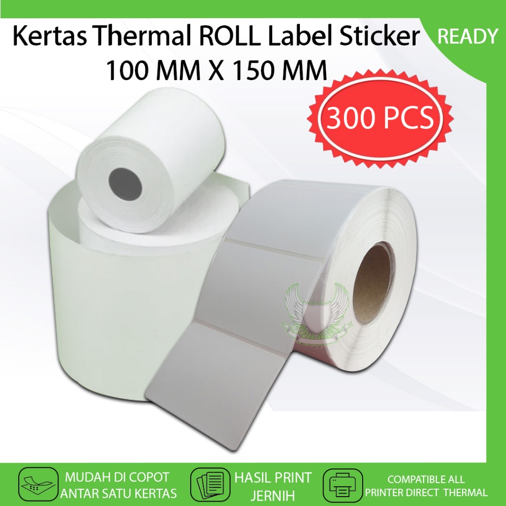 

Thermal Sticker ROLL Label Uk 100 X 150 Isi 300 PCS Kertas Cetak Stiker Resi Paket Usaha Online Shop