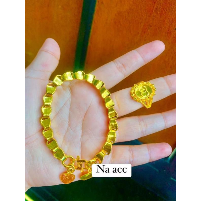 Gelang padi 5 suku lapis emas  bonus cincin
