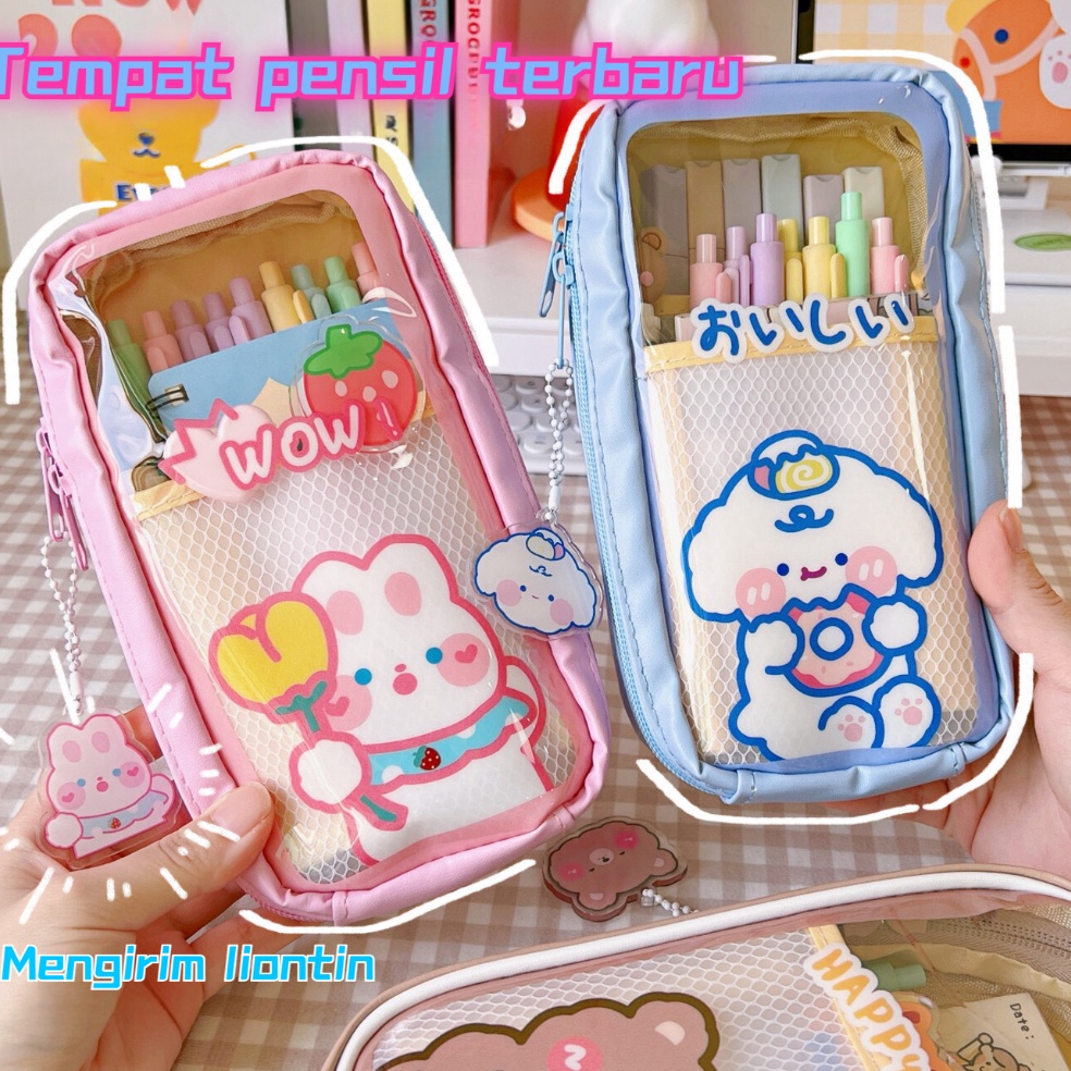 

KODE Y34U Dilengkapi dengan liontinPencil Case Kotak Pensil Cute Tempat Pencil Fashion Korea Tempat Alat Tulis Kawaii Pencil Tempat Pensil Lucu Anak Cases Large Capacity Box for Girls Office Student Stationery Organizer