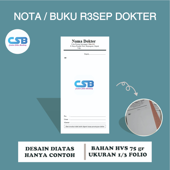 

Cetak Nota / Buku Resep Dokt3r / Kwitansi 11x21cm Kertas HVS