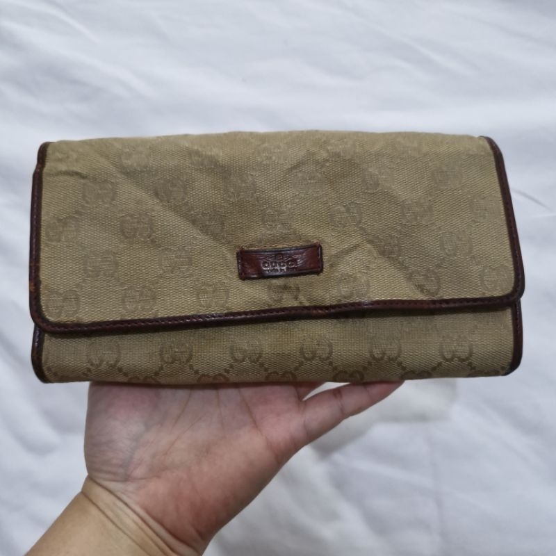 Dompet lipat panjang kanvas WOC Gucci vintage