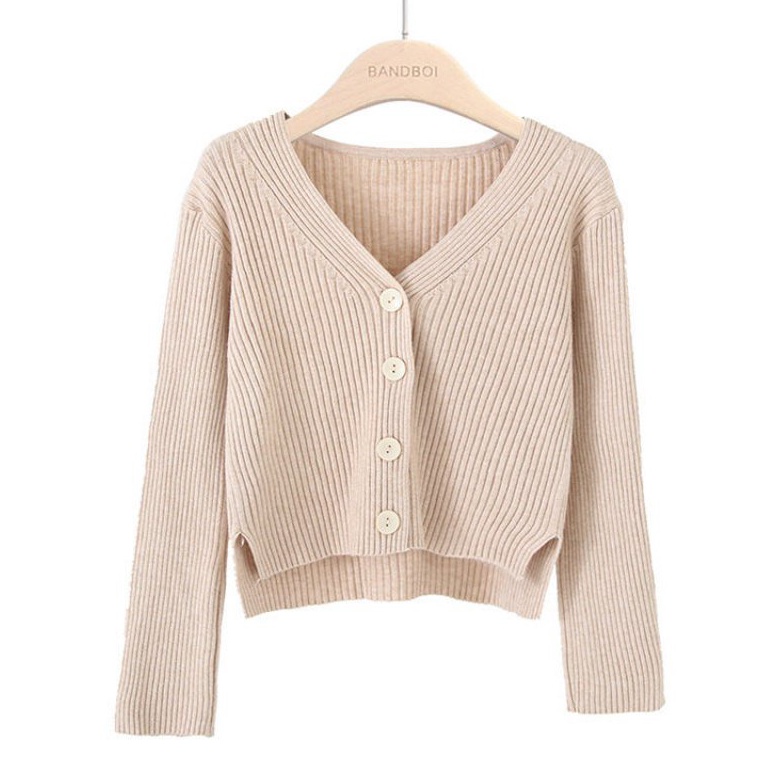 Modern Cardigan Wanita Kardigan Rajutan Lengan Panjang VNeck Kasual Wanita Korea