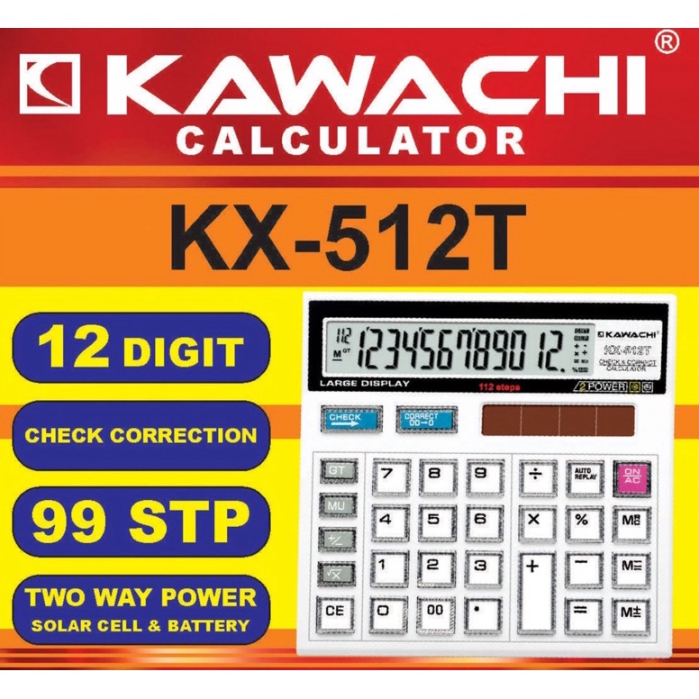 

KODE V43W Kalkulator Kawachi 12 Digit KX 512Calculator Kawachi KX 512