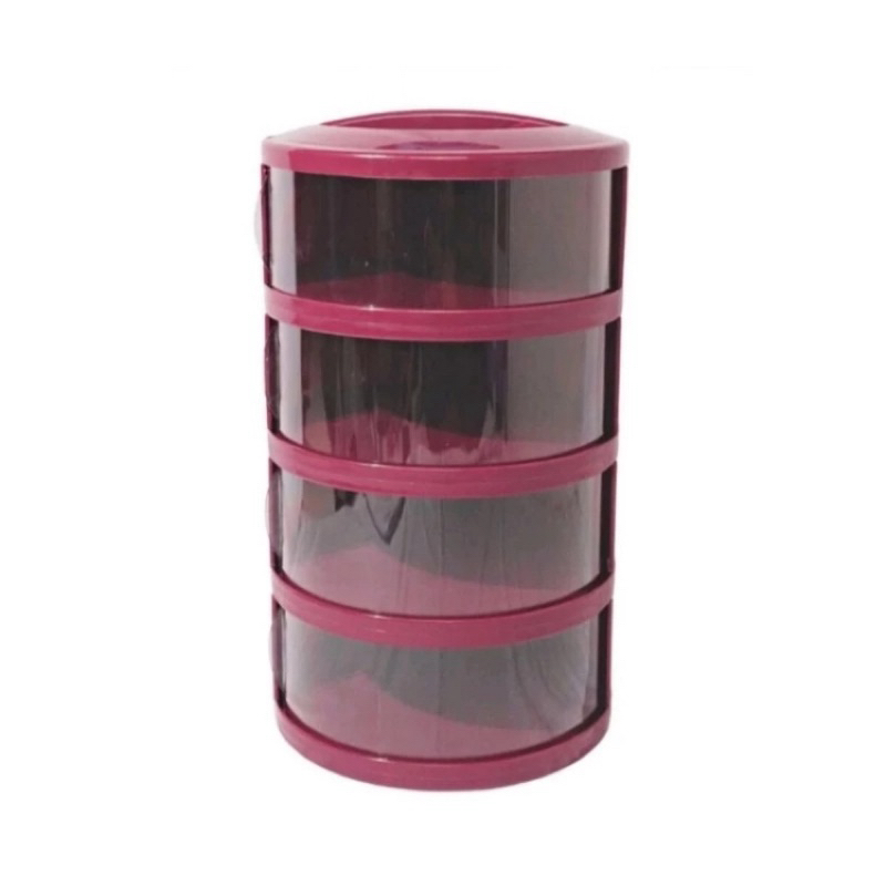 Tempat Makanan/Tudung Saji Tertutup Makanan 4 Susun Warna Merah