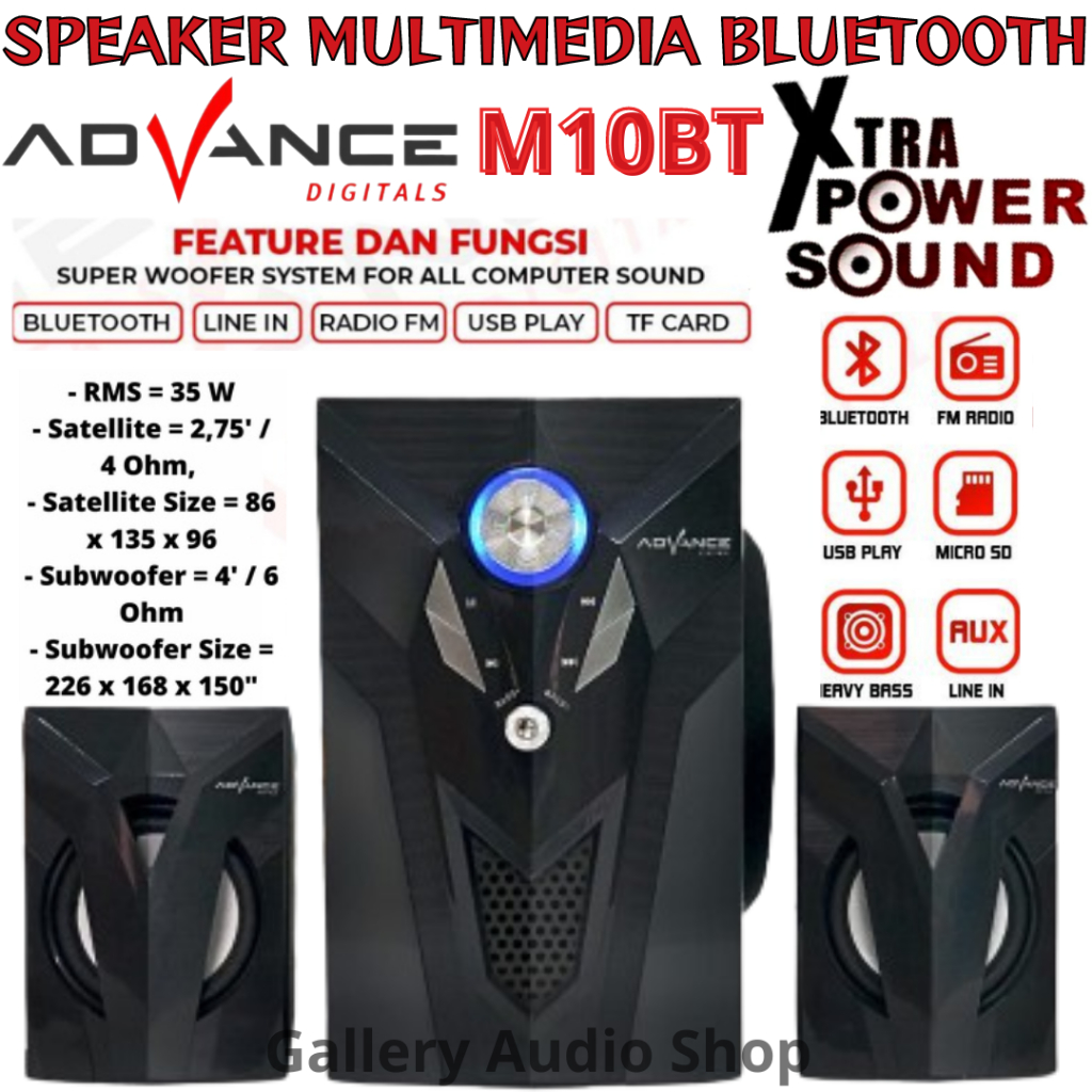 Speaker Advance Bluetooth M 10BT | Advance M 10BT Speaker 2.1 Stereo Bluetooth Xtra Bass Subwoofer |