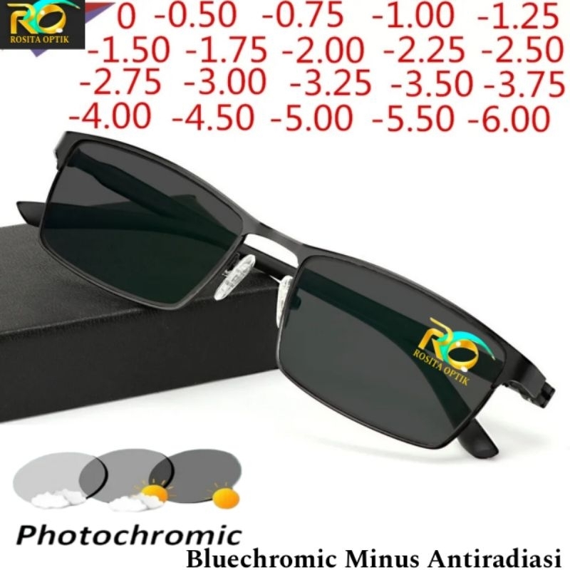 COD Kacamata Photochromic Minus Antiradiasi UV400 Lensa Berubah Warna Otomatis kacamata bluechromic 