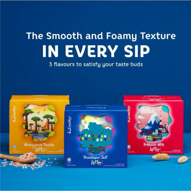 

CHEKHUP CHEK HUP MILK LATTE HOKKAIDO MADAGASCAR VANILLA HIMALAYAN SALT LATTE SNACK MAKANAN MINUMAN SACHETAN SIAP SAJI INSTAN INSTANT IMPOR MALAYSIA