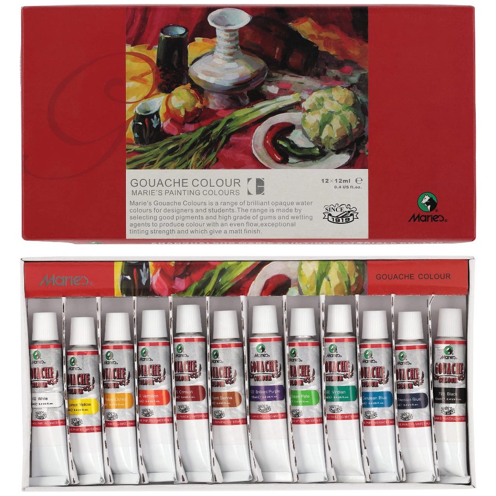 

KODE G82N MARIES GOUACHE COLOR 12ML 7312B 7318B 12 WARNA 18 WARNA