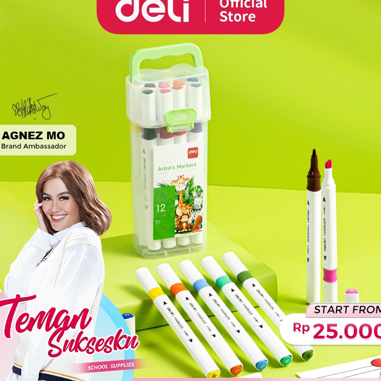 

Best Seller Deli Spidol Sketsa Sketch Marker 12 64 Warna Dual Tip Non Toxic HM12