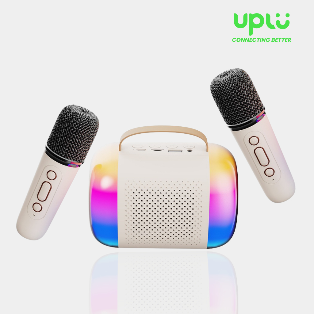 UPLU Speaker Karaoke Bluetooth 5.3 / Speaker Wireless Mini RGB Hifi Stereo with 2 Mic Voice Changer