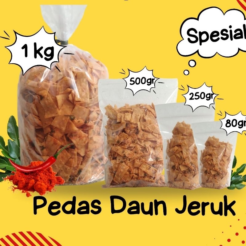 

keripik pangsit aneka rasa pedas daun jeruk