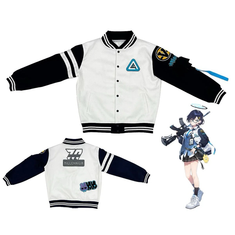 Chihiro Kagami Blue Archive Varsity Jacket Cosplay Cosplayer Jaket Hoodie Mantel Anime Games