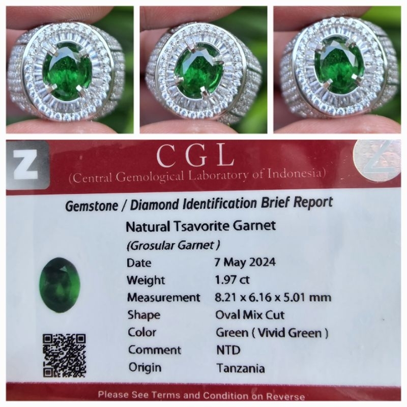 Natural Vivid Green Tsavorite Garnet Top Luster Memo 1.97 crt