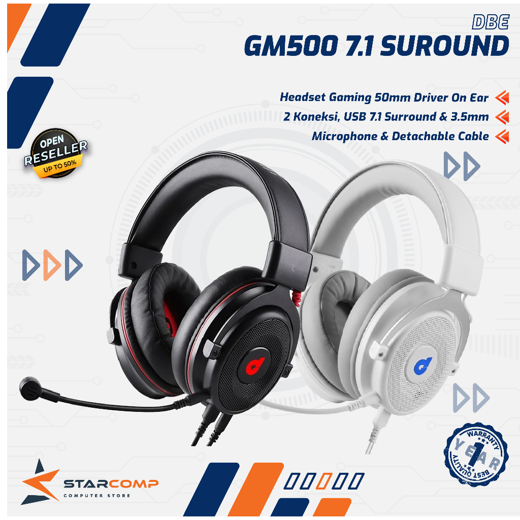 dbE GM500 Headset USB 7.1 Surround High End Gaming Headphone dbE