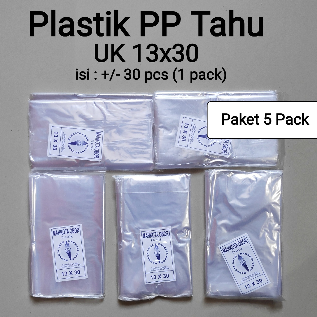 plastik pp tahu /plastik bening tipis 13x30 / 15x35 /17x35
