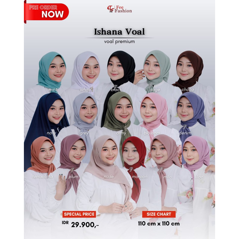 Fee Fashion - Hijab Segiempat / Segiempat Voal / Ishana Voal Fee Fashion