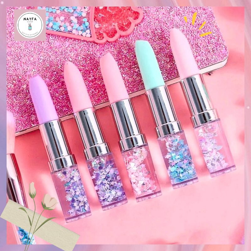 

1 Pcs Pulpen Gel Lipstik Glitter Lucu Pen Alat Make Up