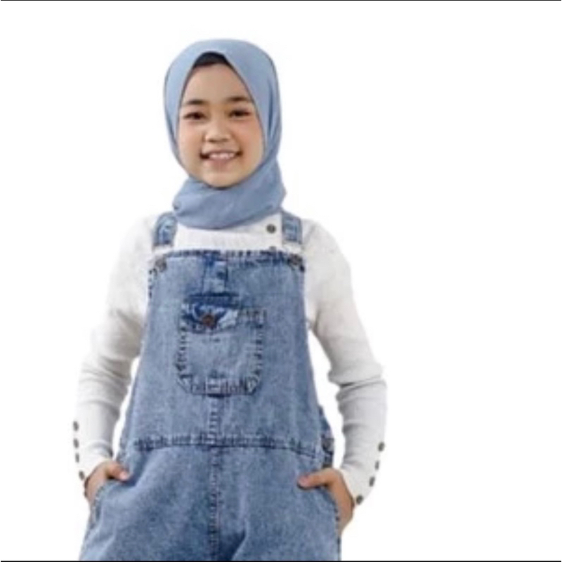 Overall Anak Perempuan Usia 9 - 10 Tahun Jumpsuit Celana Kodok Jeans Anak Cewek