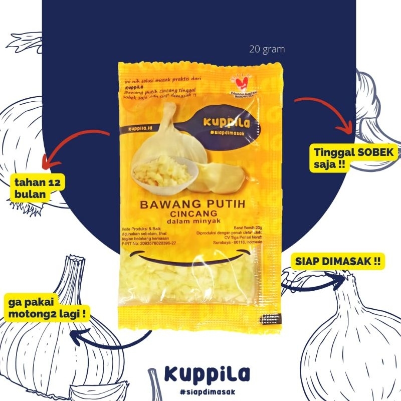 

Bawang putih cincang dalam minyak 10 sachet @ 20 gr