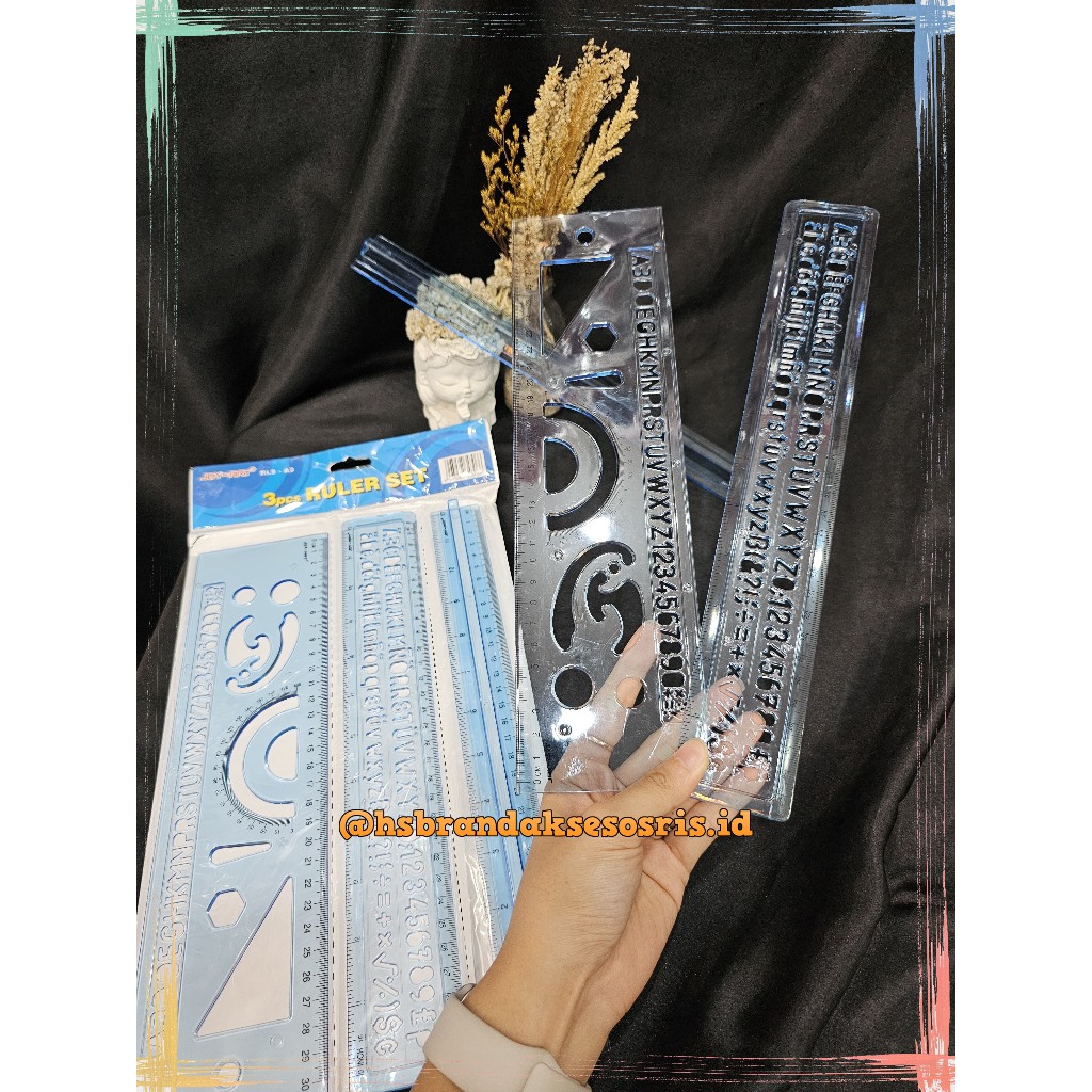 

3IN1 PENGGARIS JOY-ART 30CM / PENGGARIS AKRILIK TEBAL / ROL BENTUK CETAK HURUF & ANGKA / ACRYLIC SET RULER / JA6311