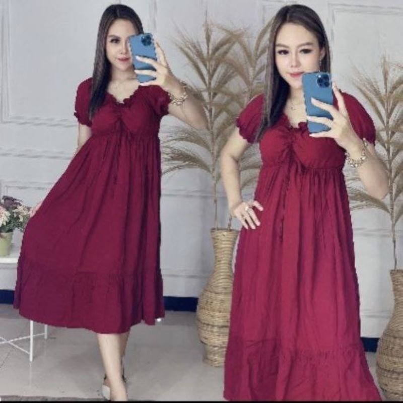 Daster SERUT Dada terbaru Busui Bumil dress Elsa serut dada Rayon