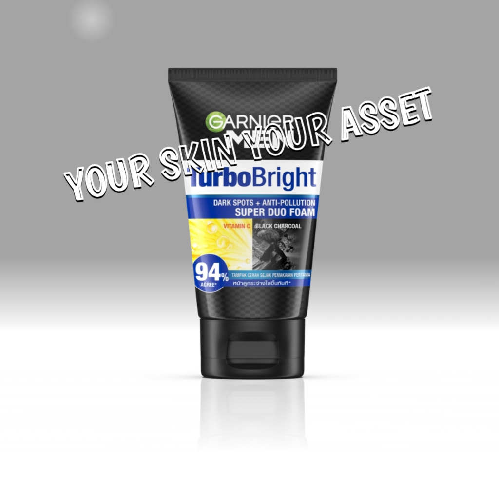 Garnier Men Turbo Bright Super Duo Foam Skin Care - 100ml (Perawatan Pria Untuk Wajah Kusam)
