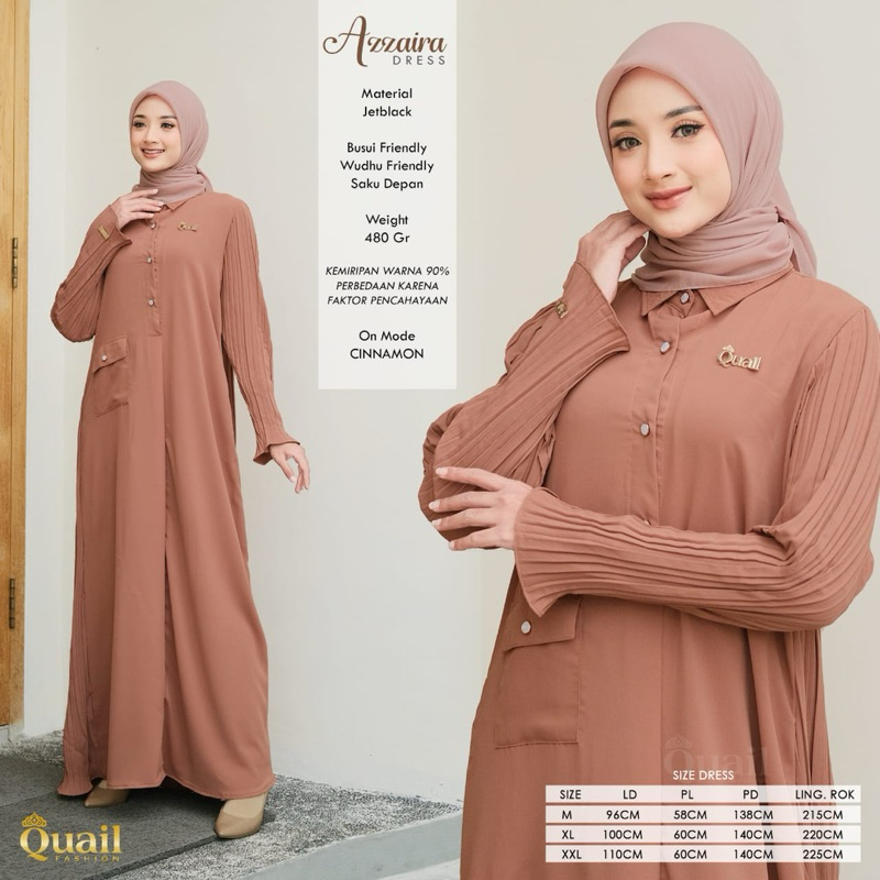 Azzaira Dress Original Quail Gamis Azzaira Quail  Dress jetblack Azzaira Quail