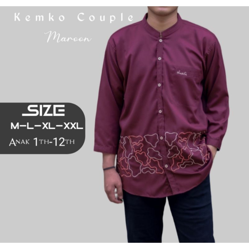 kemeja koko kemko anak laki laki dan dewasa couple lengan 3/4 by shazfa terbaru