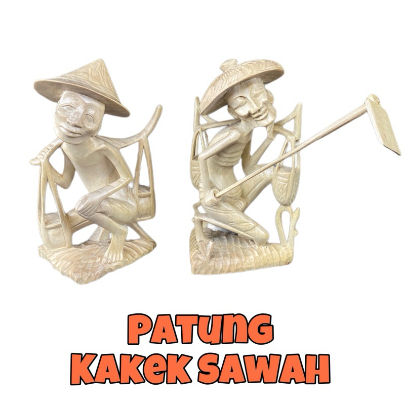 Patung Kakek Sawah Bali - Patung Kakek Kayu - Patung Kayu unik - Patung kakek Membajak Sawah