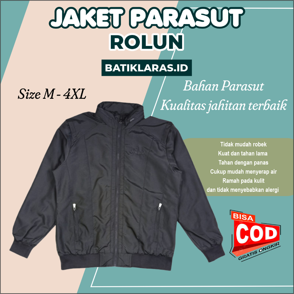 Rolun - Jaket Parasut Nylon Wanita Standar  Abu tua JK0652