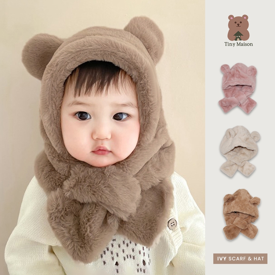 Tiny Maison - Ivy Scarf & Hat - Topi Syal Telinga Beruang Plush Bayi