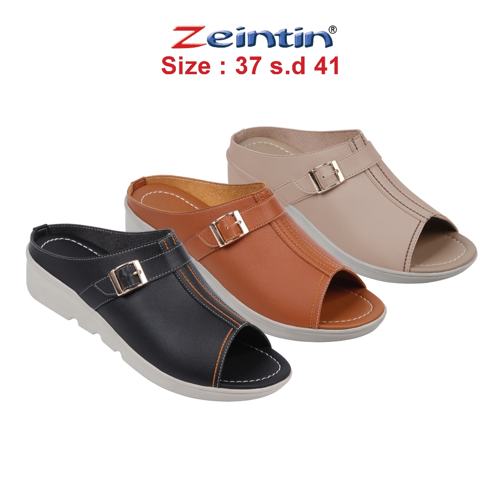 Zeintin - Sepatu Sandal Wanita Bahan Kulit Sintetis Sendal Wedges Wanita Handmade Zeintin RD