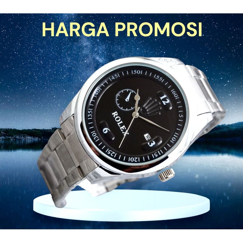 COD // Jam Tangan Pria Rolex Rantai Stainless Tahan Air / Jam Tangan Cowok Keren TERLARIS