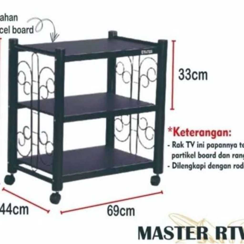 Rak TV Besi Master Meja TV/ serbaguna/besi/kokoh/hitam/meja/roda/dapur/meja tv