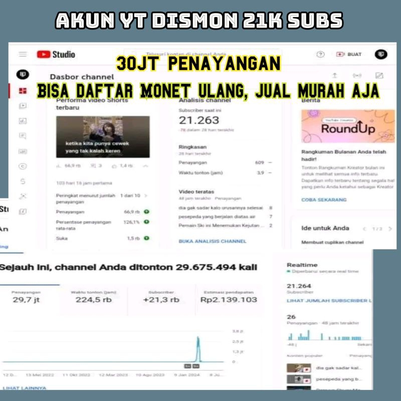 termurah akun youtube yt 20k subscriber