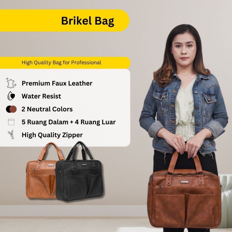 BRIKEL Bag By Manjua. Tas Kerja , Tas Laptop Muat 14 Inch , Tas ukuran Besar