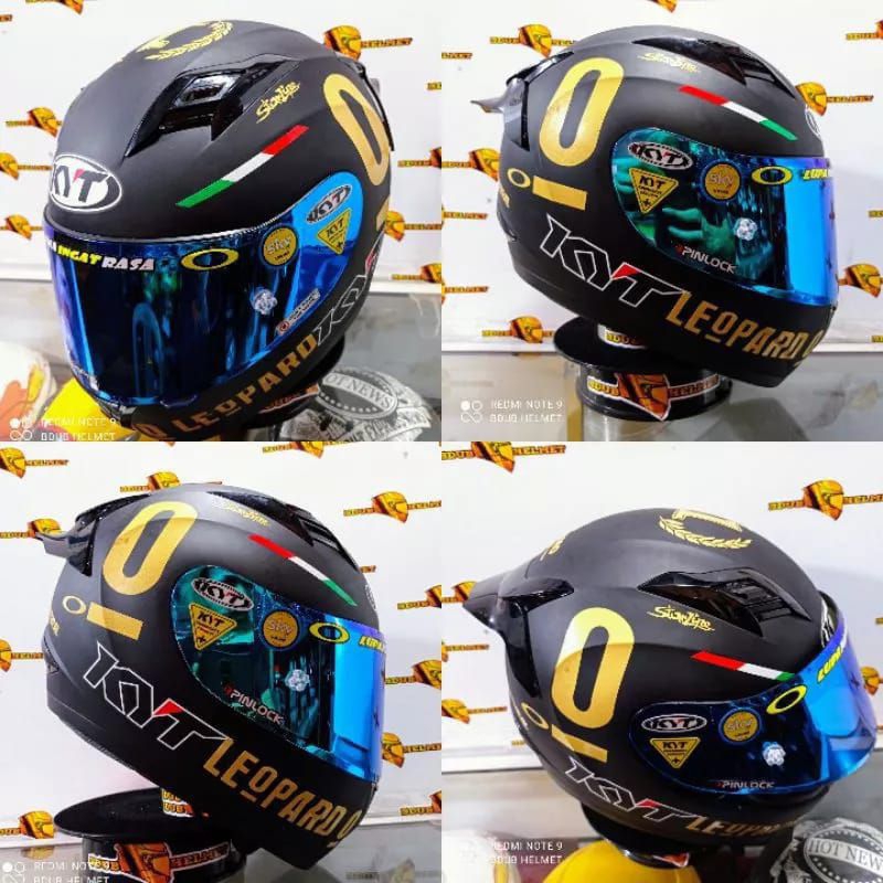 Helm full face KYT R10 Black doff Paket ganteng Leopard