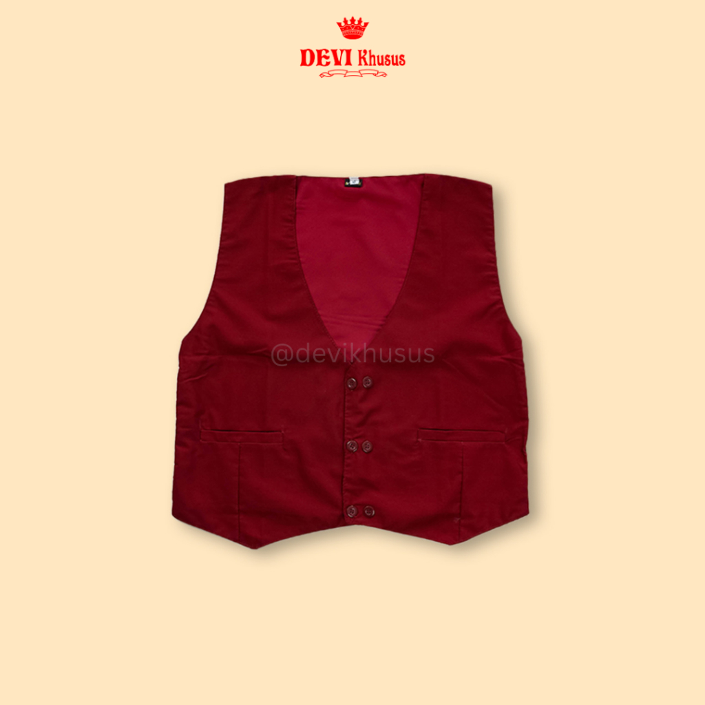 Rompi/Vest SD Merah Polos (Famatex) - Devi Khusus Seragam Sekolah