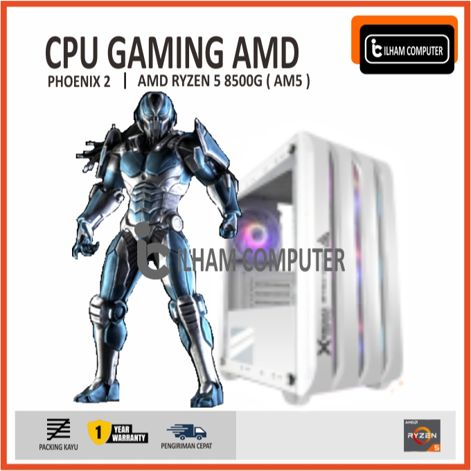 PC GAMING AMD RYZEN 5 8500G  DDR5 16GB NVME 256GB HDD 1TB WIFI