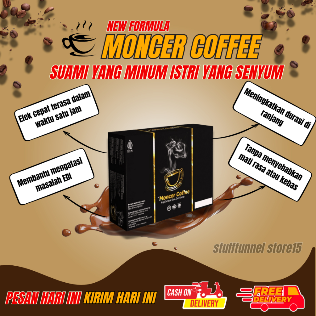 

Monceer Coffee Original Herbal - Kopi Kuat Dan Tahan Lama Penambah Stamina Pria Secara Alami 1 Box Isi 8 Sachet