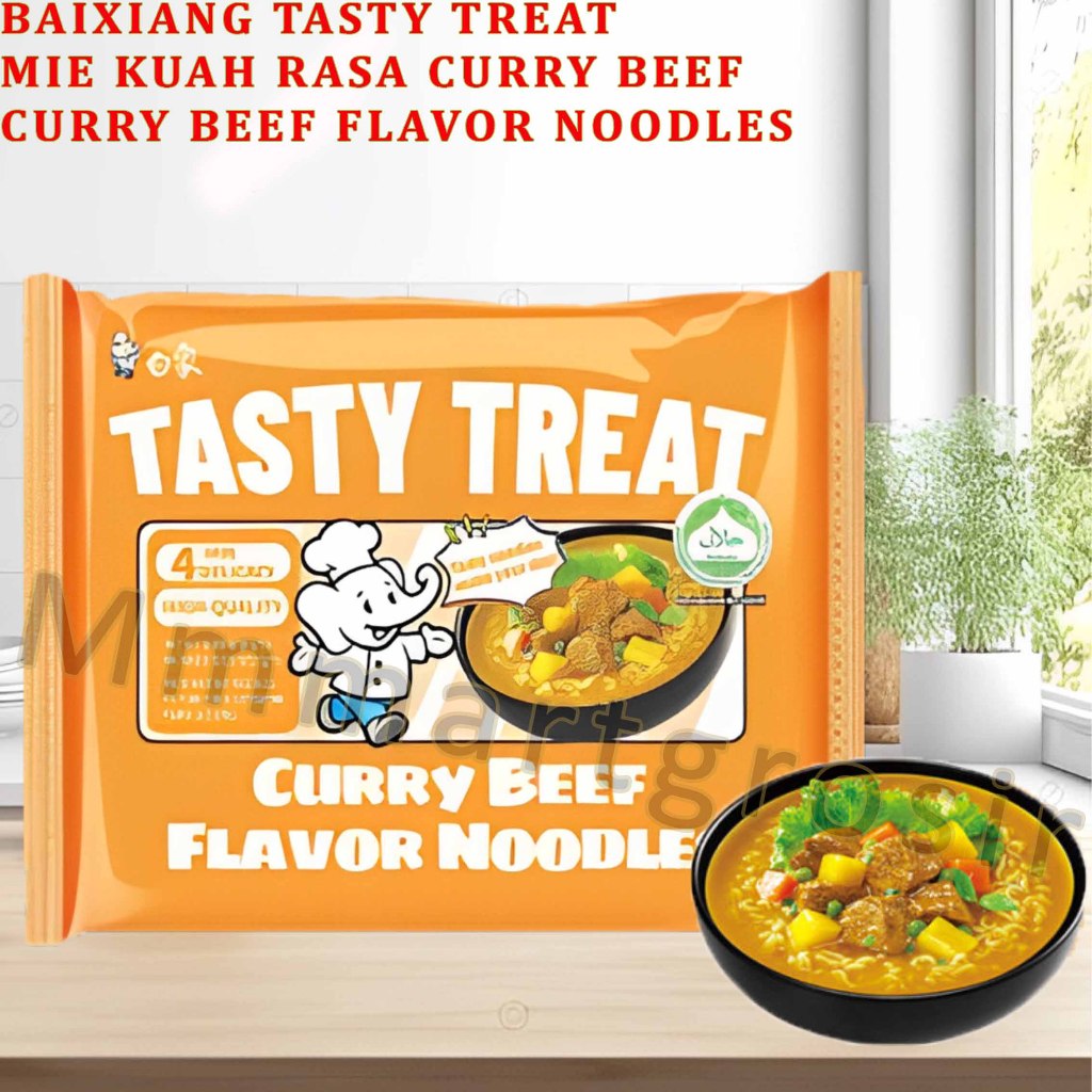 

Baixiang Tasty Treat / Mie Kuah Rasa Curry Beef / Curry Beef Flavor Noodles / 85gr