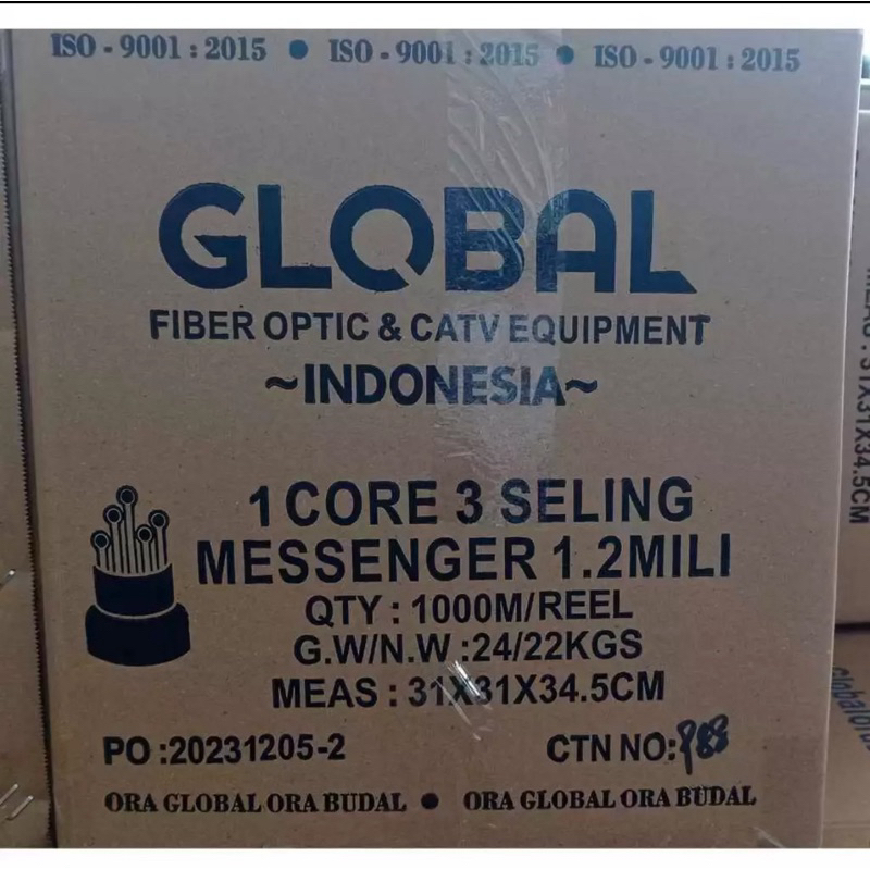 Kabel FO global spesial type 1core 3kawat seling 1,2mili khusus kurir instan