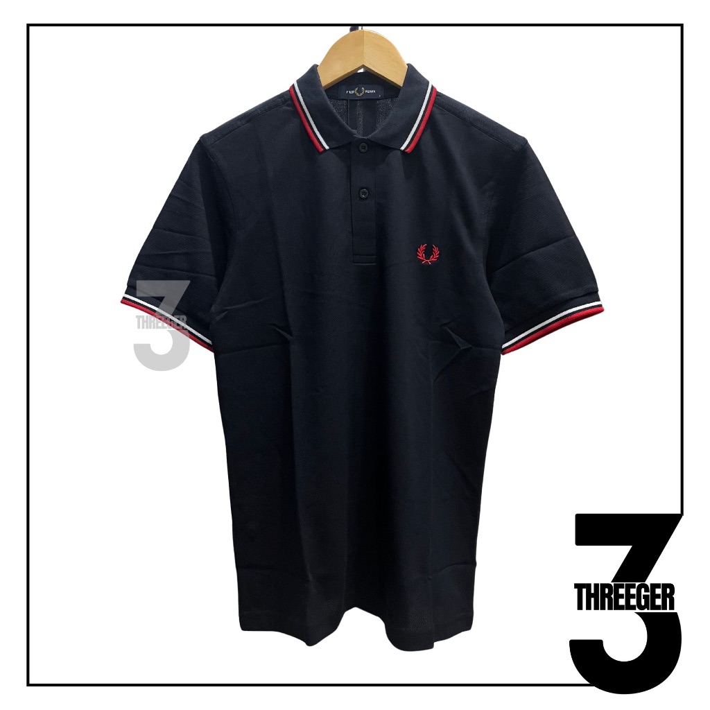Fred Perry Snow White Red Twin Tipped Navy Original / Polo Fred Perry Original