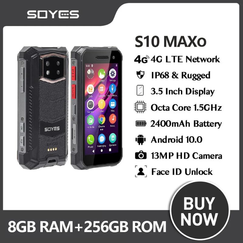 Soyes S10 Maxo Rugged 6GB/8GB + 128GB/256GB 3.5 Inch MT6762 2400mAh Android 10 NFC