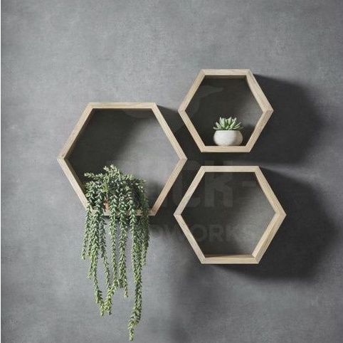 PRODUK TERBARU HexagonalRak dinding HexagonalRak BukuHiasan DindingRak Hexagonal 1 Set